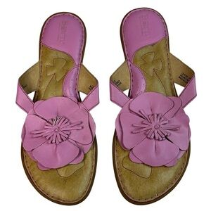 Born Pink and Tan Floral Leather Sandals Womens Size 9